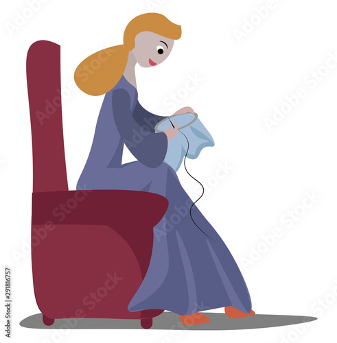 Embroidering, illustration, vector on white background.