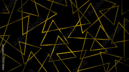 Abstract dark background of intersecting triangles in yellow colors