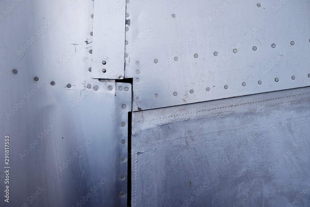 Close up of rivets aluminium. Aircraft fuselage and wing Stock Photo |  Adobe Stock