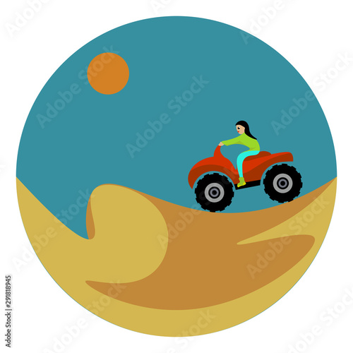 Quadracycle, illustration, vector on white background.