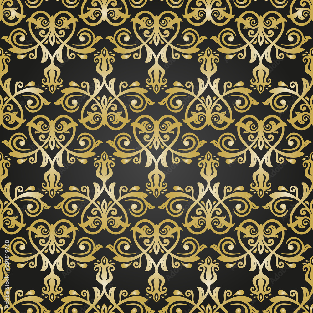 Classic seamless black and golden vector pattern. Damask orient ornament. Classic vintage background. Orient ornament for fabric, wallpaper and packaging