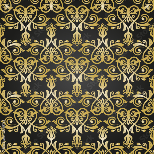 Classic seamless black and golden vector pattern. Damask orient ornament. Classic vintage background. Orient ornament for fabric, wallpaper and packaging
