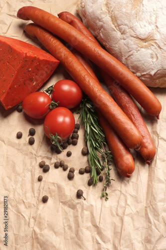 Dutch red cheese. Still life. Fresh food on the table