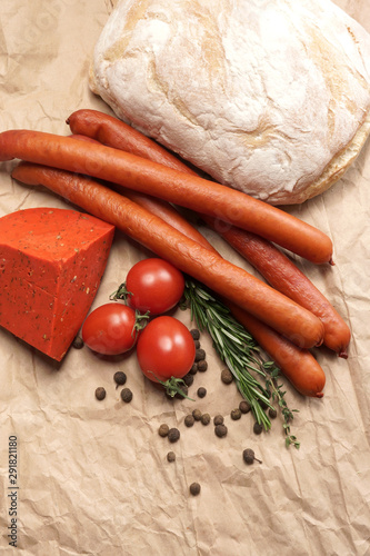 Dutch red cheese. Still life. Fresh food on the table
