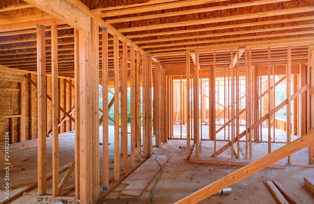 New construction of beam construction house framed the ground up New construction of beam construction house framed the ground up