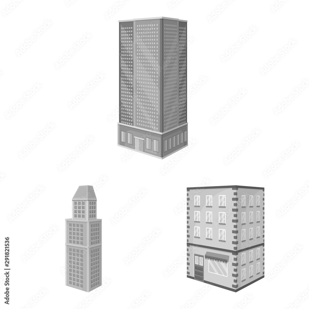 Vector illustration of realty and modern logo. Collection of realty and building stock vector illustration.