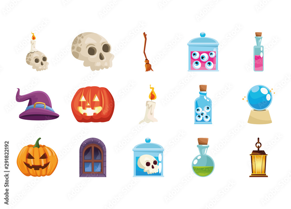 bundle of halloween set icons bundle of halloween set icons