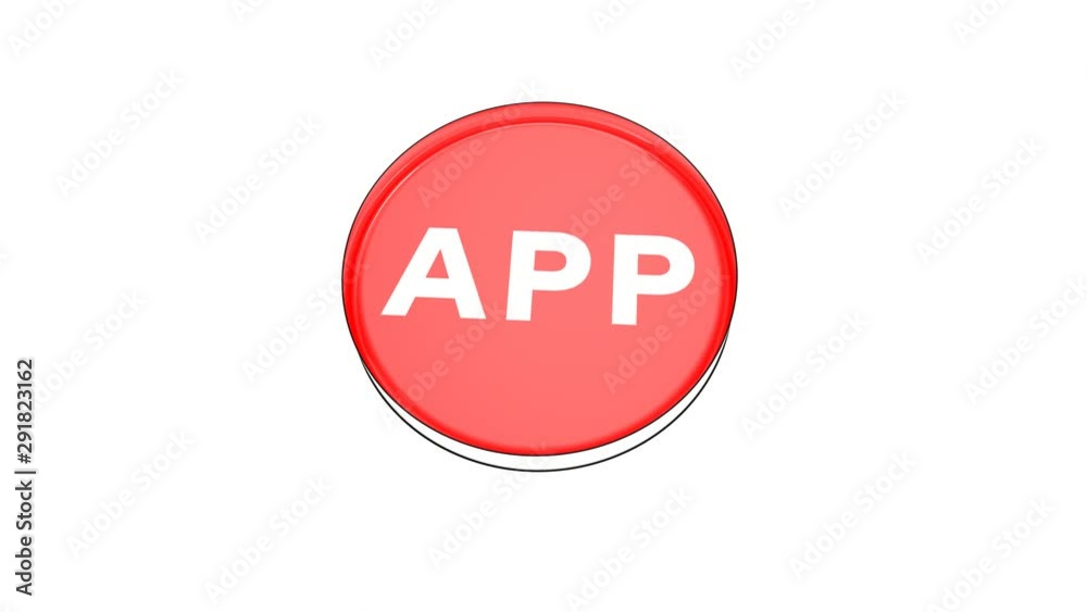 pushing big red button with word App. pushing big red button with word App.