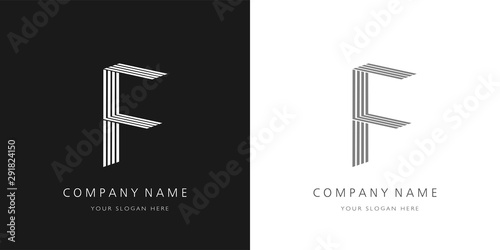 F logo 3d letter modern and creative design	
