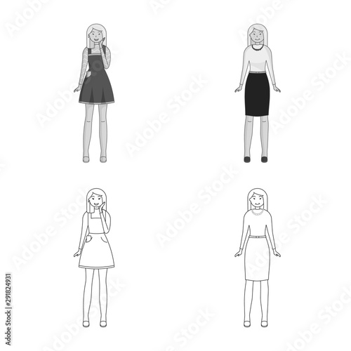 Vector design of posture and mood sign. Collection of posture and female vector icon for stock.