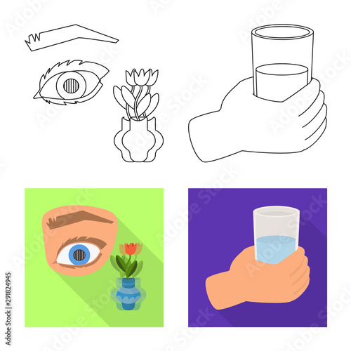 Vector illustration of diet and treatment logo. Set of diet and medicine stock symbol for web.