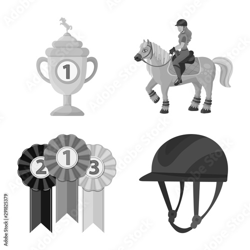 Vector design of race and horse sign. Collection of race and racing vector icon for stock.