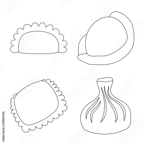 Vector illustration of food and dish sign. Set of food and cooking stock vector illustration.