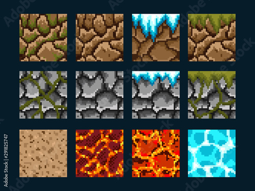 A set of basics elements for creating pixel seamless landscape.