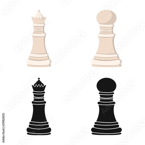 Vector illustration of checkmate and thin icon. Collection of checkmate and target vector icon for stock.