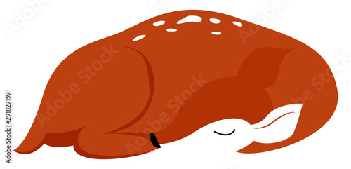 Sleeping fawn, illustration, vector on white background.