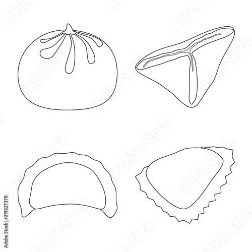 Isolated object of food and dish sign. Collection of food and cooking stock vector illustration.
