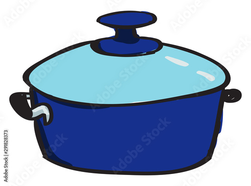 Blue saucepan, illustration, vector on white background.