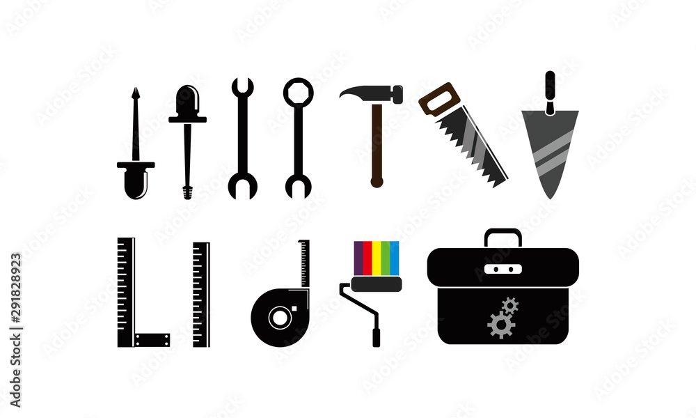 utensil workshop equipment vector set logo utensil workshop equipment vector set logo
