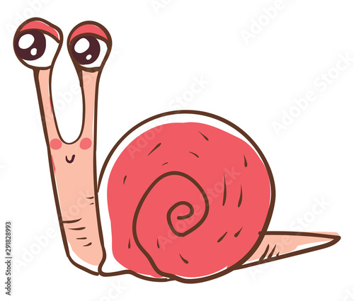 Cute snail, illustration, vector on white background.