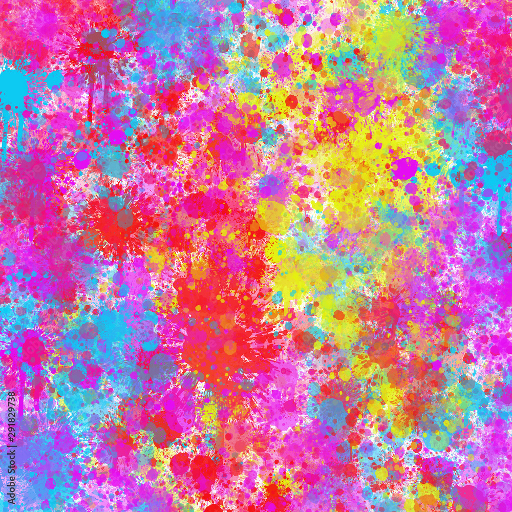 Colorful abstract paint splashes illustration.