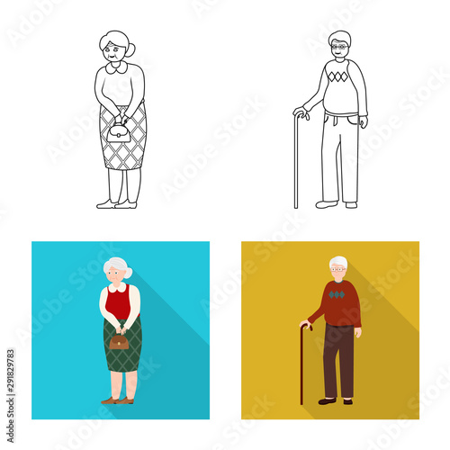 Isolated object of character and avatar sign. Set of character and portrait vector icon for stock.