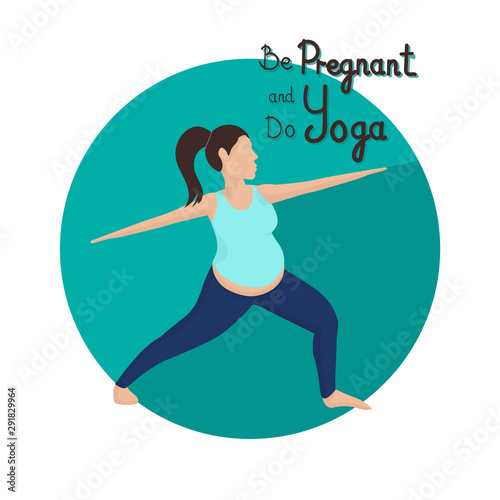 Pregnant Woman Doing Yoga Vector Illustration
