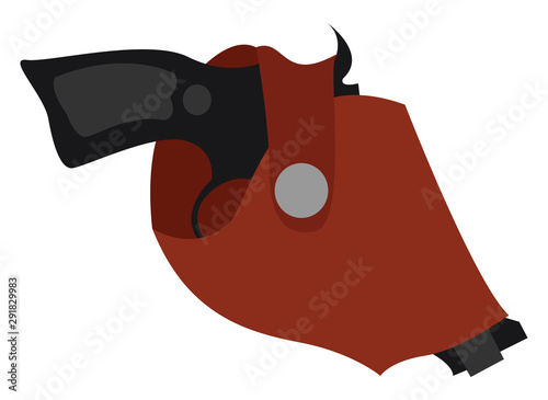 Holster gun, illustration, vector on white background.