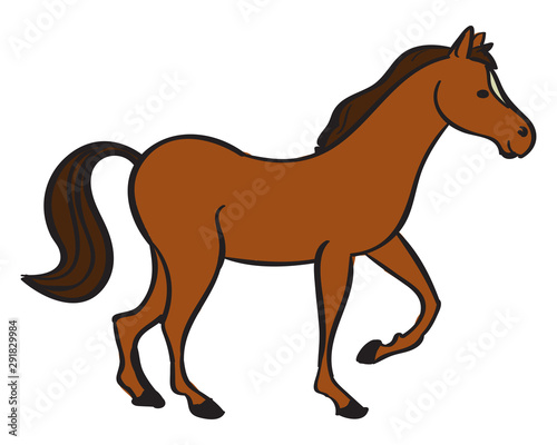 Big horse, illustration, vector on white background.