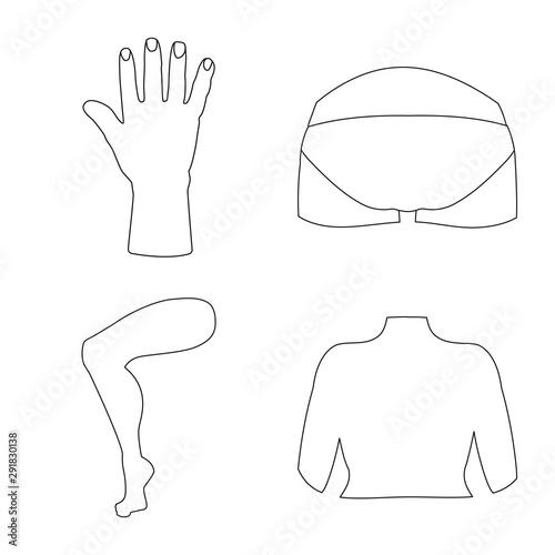 Isolated object of body and part symbol. Collection of body and anatomy stock symbol for web.