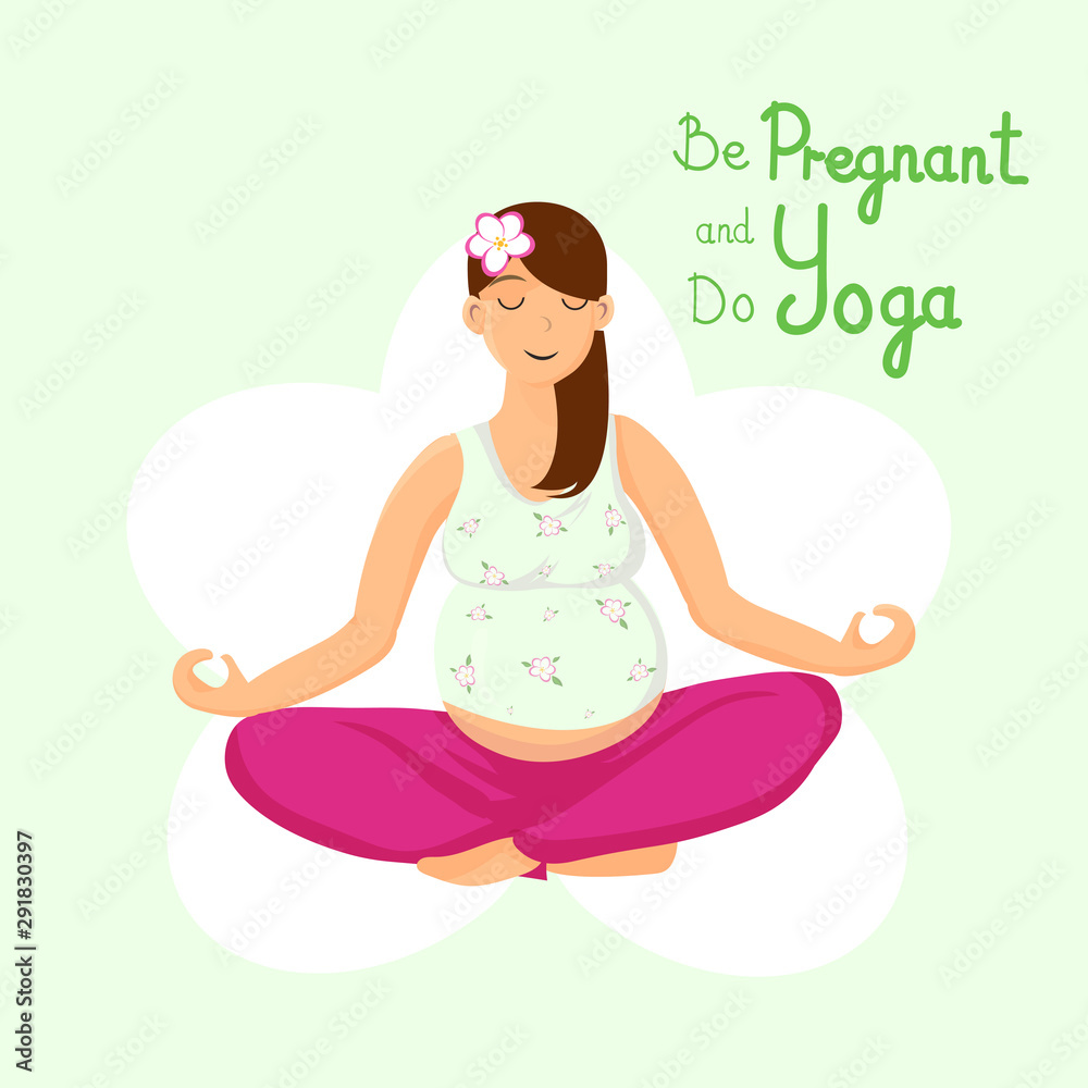 Prenatal Yoga Exercise Technique Flat Illustration