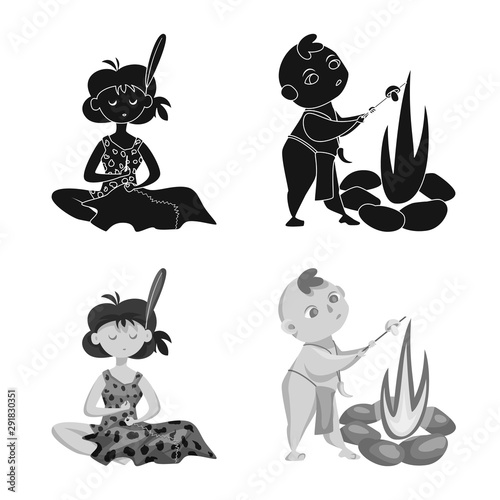 Vector illustration of evolution and prehistory icon. Set of evolution and development stock symbol for web.
