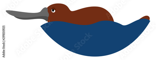 Platypus, illustration, vector on white background.