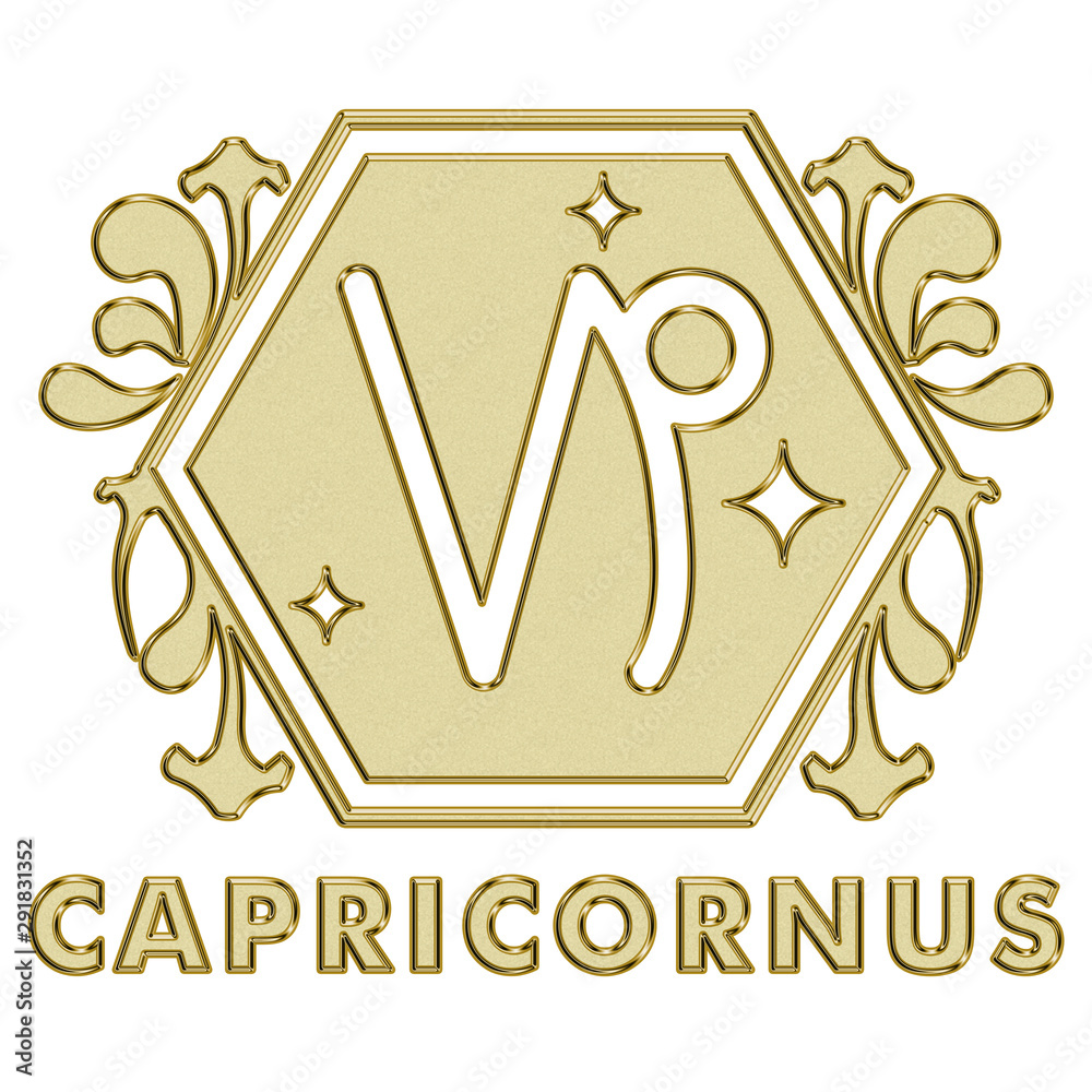 ゴールド 金色の星座 星占いのアイコン イラスト アールヌーヴォー 山羊座 Constellation Icon Capricorn Stock Illustration Adobe Stock