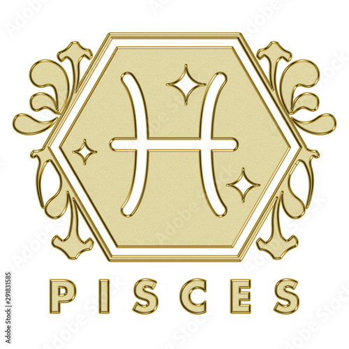 ゴールド 金色の星座 星占いのアイコン イラスト アールヌーヴォー 魚座 Constellation Icon Gemini Stock Illustration Adobe Stock