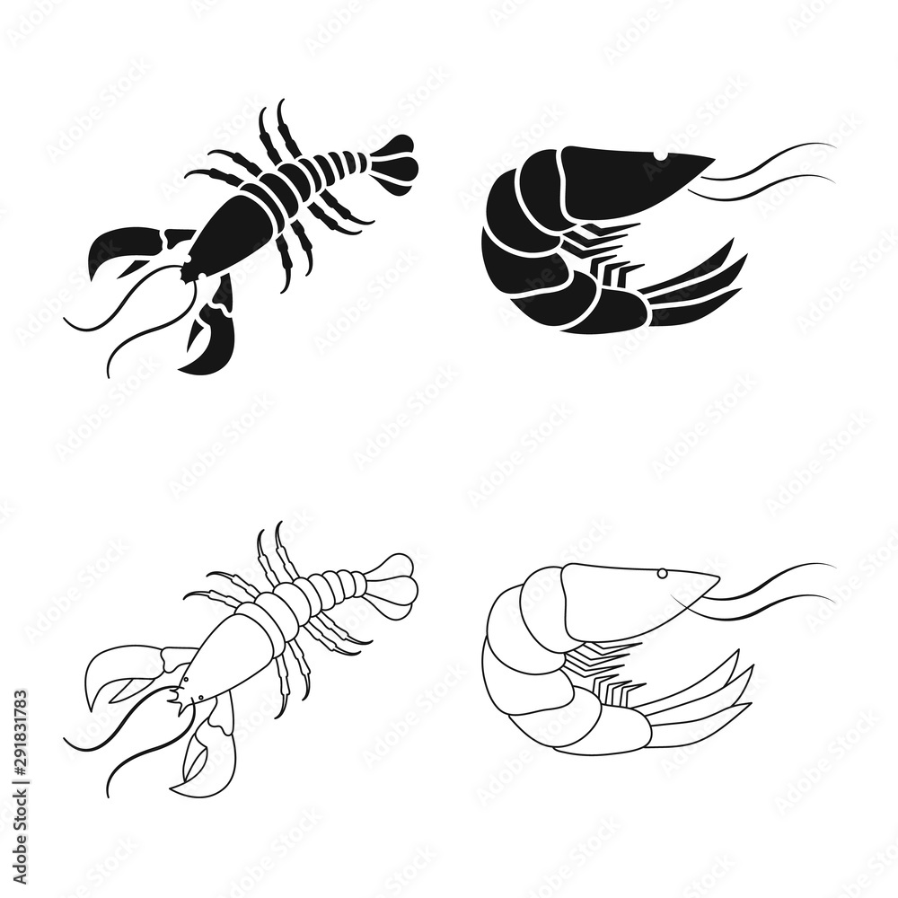 Isolated object of appetizer and ocean icon. Collection of appetizer and delicacy vector icon for stock. Isolated object of appetizer and ocean icon. Collection of appetizer and delicacy vector icon for stock.
