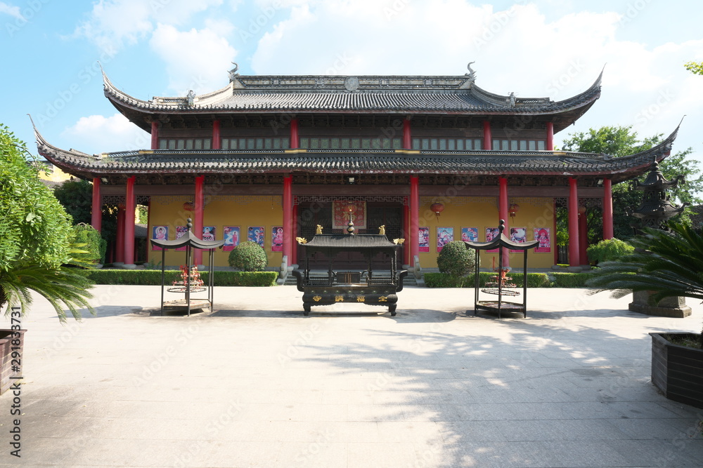 Zhouzhuang,China-September 17, 2019: Chengxu Taoist Temple or Shengtang Hall in Zhouzhuang, China