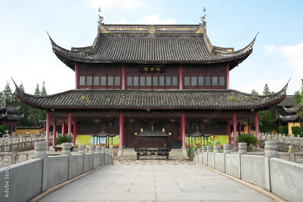 Fototapeta premium Zhouzhuang,China-September 17, 2019: Chengxu Taoist Temple or Shengtang Hall in Zhouzhuang, China