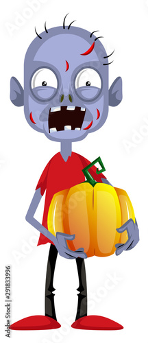 Zombie with pumpkin illustration vector on white background.