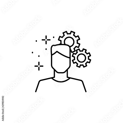 Genius, gear, human icon. Element of genius icon. Thin line icon