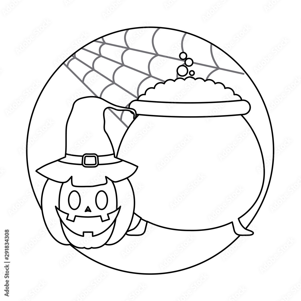 cauldron with pumpkin of halloween design cauldron with pumpkin of halloween design