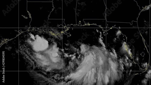 2019 Hurricane Barry time lapse satellite imagery. Floater Band 4  This work was created using data provided by NOAA / NESDIS / STAR which is not subject to copyright protection. photo