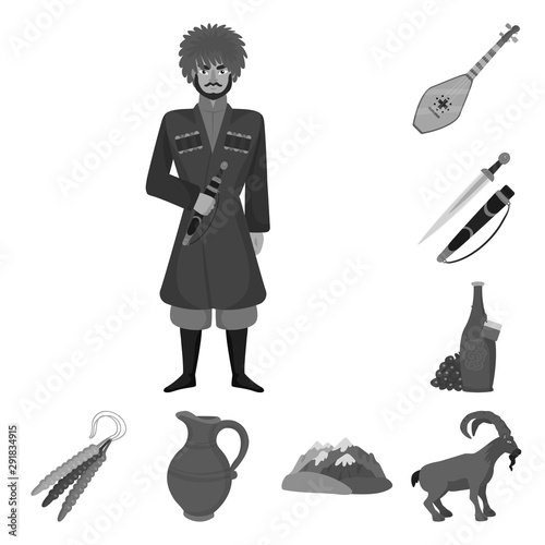 Vector design of attributes and tourism symbol. Collection of attributes and national stock vector illustration.
