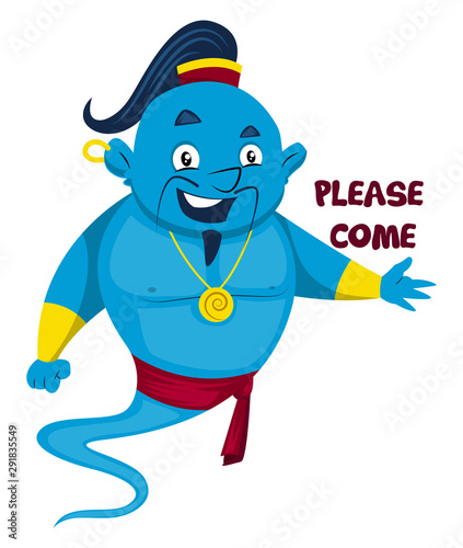 Happy genie illustration vector on white background.