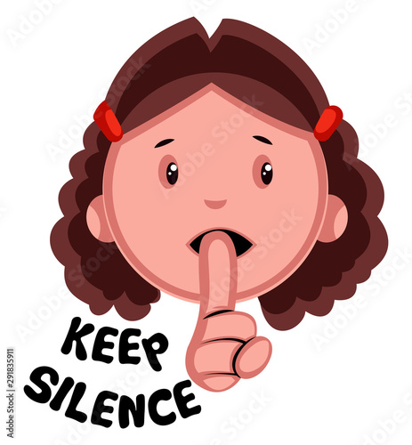 Keep silence girl emoji illustration vector on white background.