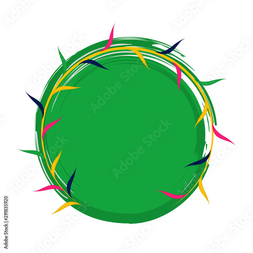 Isolated green label with thorns - Vector illustration