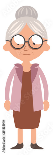 Granny standing illustration vector on white background.