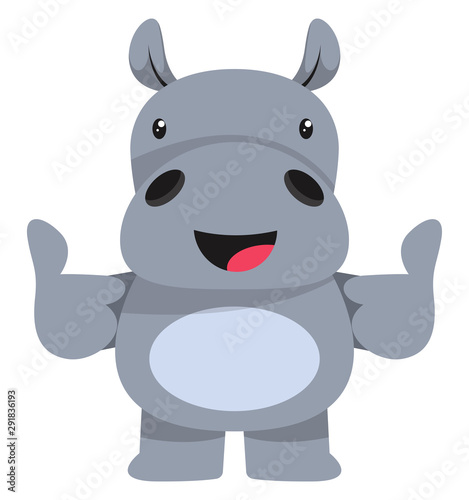 Strong hippo illustration vector on white background.