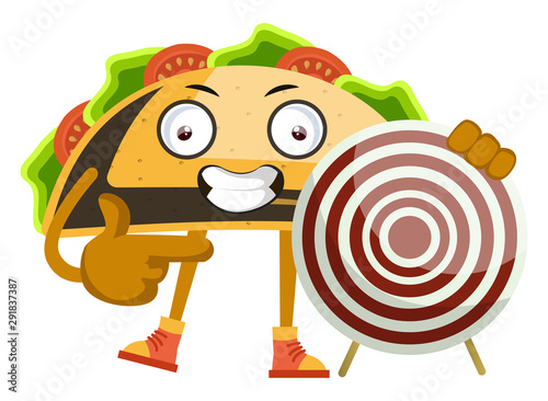 Taco with target, illustration, vector on white background.