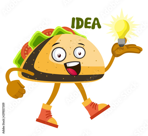 Taco having idea, illustration, vector on white background.